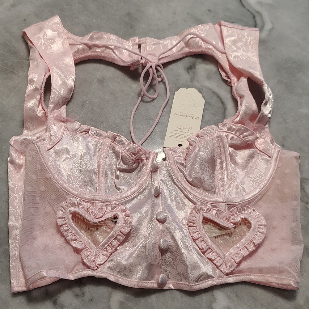 For Love And Lemons Pink Heart Lace Bustier - Picture 5 of 8